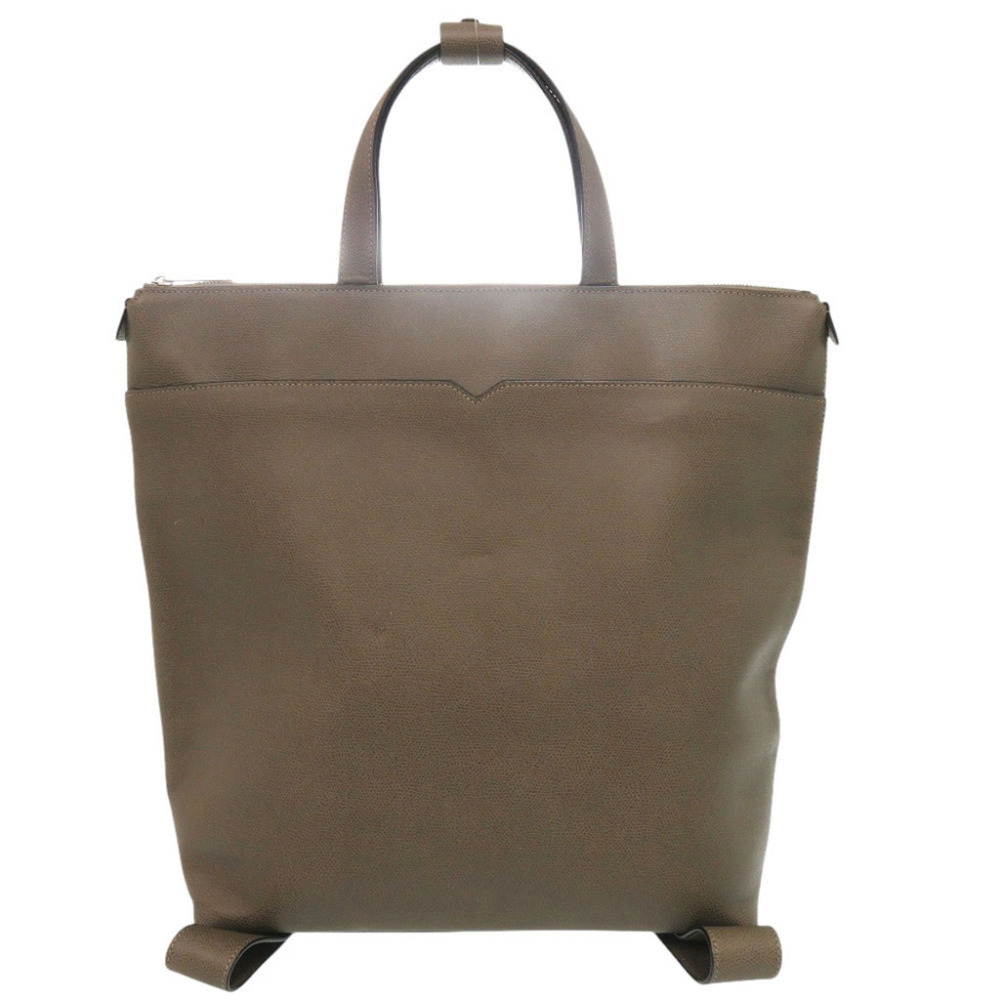 Valextra V-Line Leather Grey 2-Way Backpack Tote Bag 0359